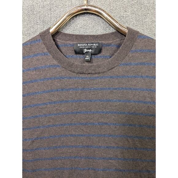 Banana Republic Striped Sweater Mens XL Baruffa Yarn Itailian Wool Preppy Brown - Picture 2 of 10